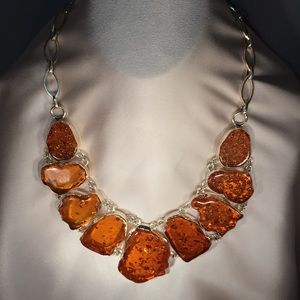 Genuine Baltic Amber & .925 Silver necklace.